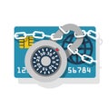 Lock with chain on credit card