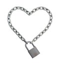 The lock and chain in the form of heart