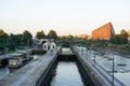 Lock chamber during evening