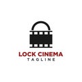 Lock cinema logo design vector