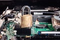 Lock of Computer chip analysis repair of PC laptop Royalty Free Stock Photo
