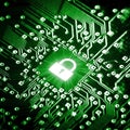 Lock on computer chip Royalty Free Stock Photo