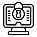 Lock computer icon outline vector. Social media Royalty Free Stock Photo