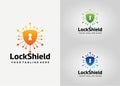 Lock Corona Shield Logo Design Template