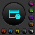 Lock credit card transactions dark push buttons with color icons Royalty Free Stock Photo