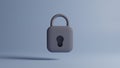 Lock 3d illustration secure concept 3d grey lock on blue background