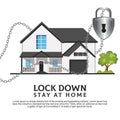 Lock Down are Coronavirus illustration concept with, chain, house, and padlock. Coronavirus 2019-ncov background tamplate