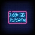 Lock Down Neon Signs Style Text Vector Royalty Free Stock Photo