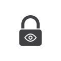 Lock with eye icon vector, filled flat sign, solid pictogram isolated on white Royalty Free Stock Photo