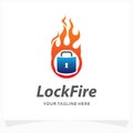 Lock Fire Logo Design Template Royalty Free Stock Photo