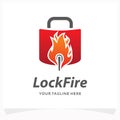 Lock Fire Logo Design Template Royalty Free Stock Photo