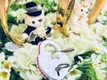 The lock is in flowers, wedding bears Royalty Free Stock Photo