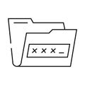 lock folder line icon vector illustration