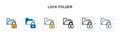 Lock folder vector icon in 6 different modern styles. Black, two colored lock folder icons designed in filled, outline, line and Royalty Free Stock Photo