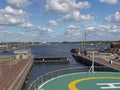 The Lock Gates opening and a Vessel preparing to exit the Lock