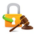 Lock and gavel Royalty Free Stock Photo