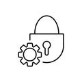 Lock and gear vector icon. filled flat sign for mobile concept and web design. Cyber security setting glyph icon. Symbol