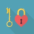 Lock heart flat icon