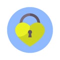 Lock In Heart Shape Icon On Blue Round Background Isolated Royalty Free Stock Photo