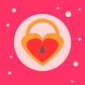 Lock Heart Shaped Icon On Pink Background