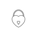 Lock heart shaped line icon, Love sign Valentines