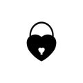 Lock heart shaped solid icon, Love sign Valentines