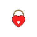 Lock heart shaped solid icon, Love sign Valentines Royalty Free Stock Photo