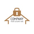 Lock house flat design logo sign. Padlock icon