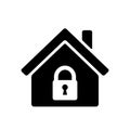 Lock house icon. Security symbol. Home with lock