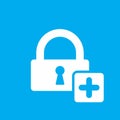 Lock icon with add sign. Lock icon and new, plus, positive symbol