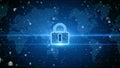 Lock Icon. Cyber Security of Digital Data Network Protection. High-speed connection data analysis. Technology data binary code Royalty Free Stock Photo