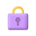 Lock icon. 3d lock. Icon for secure and password. Padlock for safe, privacy and protect. Cartoon close padlock with secret for key
