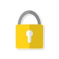 Lock icon flat design in cartoon style, stock vector illustration Royalty Free Stock Photo