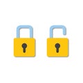 Lock icon in flat style. Lock open and lock closed. Concept password