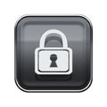 Lock icon glossy grey. Royalty Free Stock Photo