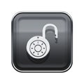 Lock on icon glossy grey. Royalty Free Stock Photo