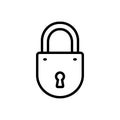 Black line icon for Lock, keyhole and closed