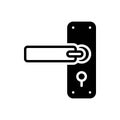 Black solid icon for Lock, door and front Royalty Free Stock Photo