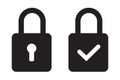 Lock icon, lock with tick, lock check mark, security icon.