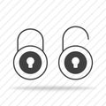 Lock icon with locked and unlocked position. Padlock set. Rounded locker. Security icons. Vector EPS 10 Royalty Free Stock Photo