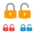 Lock icon. Padlock sign. Unlock. Vector illustration. Flat design.