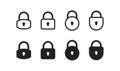 Lock icon set. Padlock, privacy symbol. Password closed in vector flat Royalty Free Stock Photo