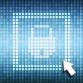 Lock icon in square frame on computer pixel blue