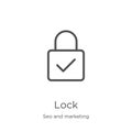 lock icon vector from seo and marketing collection. Thin line lock outline icon vector illustration. Outline, thin line lock icon