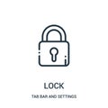 lock icon vector from tab bar and settings collection. Thin line lock outline icon vector illustration