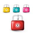 Lock Icons. Colorful Locks Set with Keys Royalty Free Stock Photo