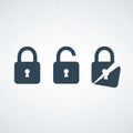 Lock Icons: Locked, Unlocked, and Broken Royalty Free Stock Photo