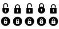 Lock icons set, security symbols, open and closed padlock, vector illustration. Flat design Royalty Free Stock Photo