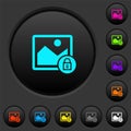 Lock image dark push buttons with color icons