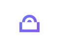 Lock isolated minimal single flat logo icon. Abstract on-line shopping bag vector logotype. Royalty Free Stock Photo